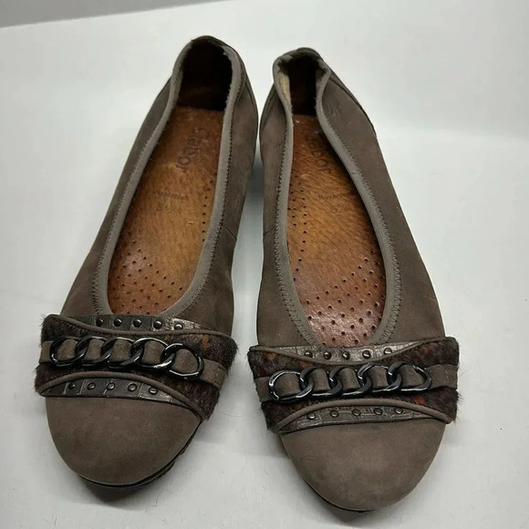 Gabor Ballet Flats Slip On Shoes Round Toe Suede Leather Brown Women's Size 8 - Picture 4 of 10
